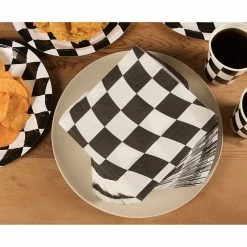 Blue Panda Checkered Flag Paper Napkins For Race Car Birthday Party (6.5 X 6.5 In, 150 Pack)