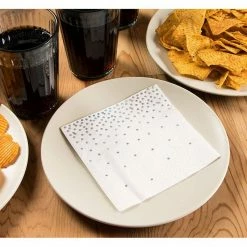 Blue Panda Cocktail Napkins In Holographic Dot Confetti Design (5 X 5 Inches, 50 Pack)