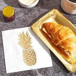 Blue Panda Special Occasions Gold Foil Pineapple Paper Napkins For Birthday Party (6.5 X 6.5 In, 50 Pack)