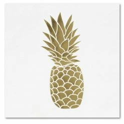 Blue Panda Special Occasions Gold Foil Pineapple Paper Napkins For Birthday Party (6.5 X 6.5 In, 50 Pack)