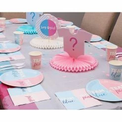 Blue Panda Team Boy, Team Girl Gender Reveal Party Bundle, Includes Plates, Napkins, Cups, And Cutlery (24 Guests,144 Pieces)