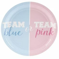 Blue Panda Team Boy, Team Girl Gender Reveal Party Bundle, Includes Plates, Napkins, Cups, And Cutlery (24 Guests,144 Pieces)