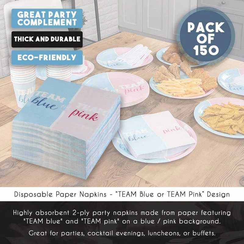 Blue Panda Gender Reveal Party Supplies, Luncheon Napkins (6.5 X 6.5 In, 150 Pack) 6 Blue Panda Gender Reveal Party Supplies, Luncheon Napkins (6.5 X 6.5 In, 150 Pack)