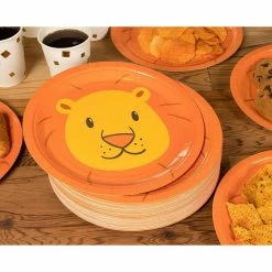 Blue Panda Disposable Plates - 80-Count Paper Plates, Lion Party Supplies For Appetizer, Lunch, Dinner, And Dessert, Kids Birthdays, 9 X 9 Inches