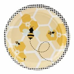 Blue Panda Disposable Plates - 80-Count Paper Plates, Bumble Bee Party Supplies For Appetizer, Lunch, Dinner, And Dessert, Kids Birthdays, 9 X 9 Inches Special Occasions