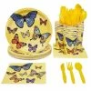 Blue Panda Special Occasions Butterfly Party Supplies – Serves 24 – Includes Plates, Knives, Spoons, Forks, Cups And Napkins. Perfect Birthday Party Pack For Girls Themed Parties, Butterfly Pattern 2 Blue Panda Special Occasions Butterfly Party Supplies – Serves 24 – Includes Plates, Knives, Spoons, Forks, Cups And Napkins. Perfect Birthday Party Pack For Girls Themed Parties, Butterfly Pattern