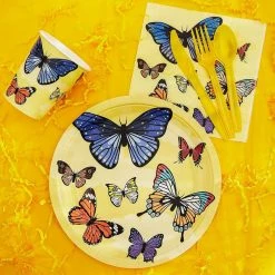 Blue Panda Special Occasions Butterfly Party Supplies – Serves 24 – Includes Plates, Knives, Spoons, Forks, Cups And Napkins. Perfect Birthday Party Pack For Girls Themed Parties, Butterfly Pattern