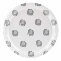 Blue Panda Disposable Plates - 80-Count Paper Plates, Elephant Party Supplies For Appetizer, Lunch, Dinner, And Dessert, Baby Shower, 9 X 9 Inches