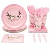 Blue Panda Special Occasions Rustic Floral Party Bundle, Includes Plates, Napkins, Cups, And Cutlery (24 Guests,144 Pieces)