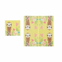 Blue Panda Springtime Sloth Party Bundle, Includes Plates, Napkins, Cups, And Cutlery (24 Guests,144 Pieces)