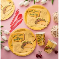 Blue Panda Cocktail Napkins - 150-Pack Luncheon Napkins, Disposable Paper Napkins Fiesta Party Supplies, 2-Ply, Taco Design, Unfolded 13 X 13 Inches, Folded 6.5 X 6.5 Inches