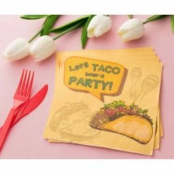 Blue Panda Cocktail Napkins - 150-Pack Luncheon Napkins, Disposable Paper Napkins Fiesta Party Supplies, 2-Ply, Taco Design, Unfolded 13 X 13 Inches, Folded 6.5 X 6.5 Inches