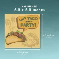 Blue Panda Cocktail Napkins - 150-Pack Luncheon Napkins, Disposable Paper Napkins Fiesta Party Supplies, 2-Ply, Taco Design, Unfolded 13 X 13 Inches, Folded 6.5 X 6.5 Inches
