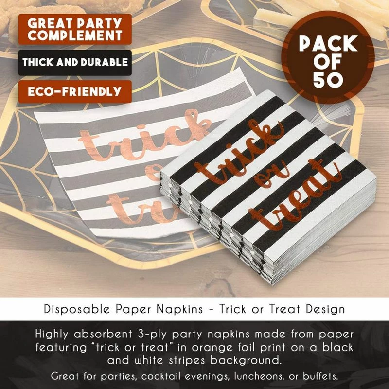 Blue Panda Special Occasions Trick Or Treat Party Supplies, Halloween Paper Napkins (5 X 5 In, 50 Pack) 6 Blue Panda Special Occasions Trick Or Treat Party Supplies, Halloween Paper Napkins (5 X 5 In, 50 Pack)