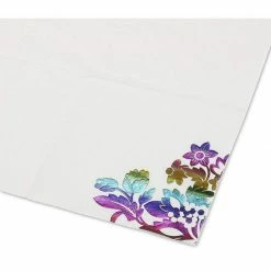 Blue Panda Rainbow Foil Floral Paper Napkins For Birthday Party (6 X 6 In, 50 Pack)