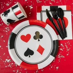 Blue Panda Special Occasions Casino Party Bundle, Includes Plates, Napkins, Cups, And Cutlery (24 Guests,144 Pieces)