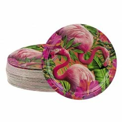 Blue Panda Disposable Plates - 80-Count Paper Plates, Tropical Party Supplies For Appetizer, Lunch, Dinner, And Dessert, Birthdays, Pink Flamingo Design, 9 X 9 Inches Special Occasions