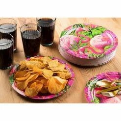 Blue Panda Disposable Plates - 80-Count Paper Plates, Tropical Party Supplies For Appetizer, Lunch, Dinner, And Dessert, Birthdays, Pink Flamingo Design, 9 X 9 Inches Special Occasions