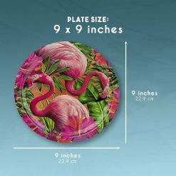 Blue Panda Disposable Plates - 80-Count Paper Plates, Tropical Party Supplies For Appetizer, Lunch, Dinner, And Dessert, Birthdays, Pink Flamingo Design, 9 X 9 Inches Special Occasions