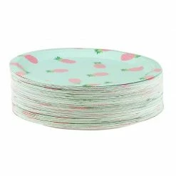 Blue Panda Disposable Plates - 80-Count Paper Plates, Pineapple Party Supplies For Appetizer, Lunch, Dinner, And Dessert, Kids Birthdays, 9 X 9 Inches