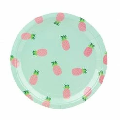 Blue Panda Disposable Plates - 80-Count Paper Plates, Pineapple Party Supplies For Appetizer, Lunch, Dinner, And Dessert, Kids Birthdays, 9 X 9 Inches
