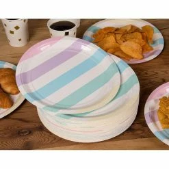 Blue Panda 80 Packs 22,9 cm Jetables Assiette Motif Rayures