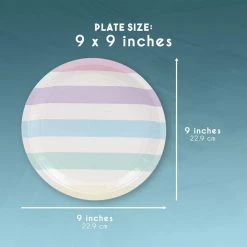 Blue Panda 80 Packs 22,9 cm Jetables Assiette Motif Rayures