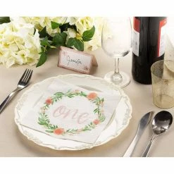 Blue Panda Paper Napkins In Floral Design For 1st Birthday Party (6.5 X 6.5 In, 150 Pk)