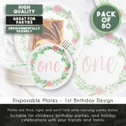 Blue Panda Paper Plates In Floral Design, 1st Birthday Party Supplies (9 In, 80 Count) Special Occasions 12 Blue Panda Paper Plates In Floral Design, 1st Birthday Party Supplies (9 In, 80 Count) Special Occasions