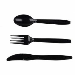 Blue Panda Black And White Party Bundle, Includes Plates, Napkins, Cups, And Cutlery (24 Guests,144 Pieces)