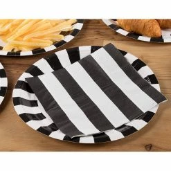 Blue Panda Cocktail Napkins - 150-Pack Luncheon Napkins, Disposable Paper Napkins Party Supplies For Kids Birthdays, 2-Ply, Black And White Striped Design, Unfolded 13 X 13 Inches, Folded 6.5 X 6.5 Inches