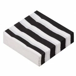 Blue Panda Cocktail Napkins - 150-Pack Luncheon Napkins, Disposable Paper Napkins Party Supplies For Kids Birthdays, 2-Ply, Black And White Striped Design, Unfolded 13 X 13 Inches, Folded 6.5 X 6.5 Inches