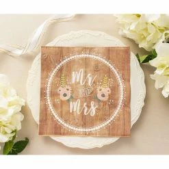 Blue Panda Mr. And Mrs. Paper Napkins For Weddings, (6.5 X 6.5 In, 150 Pack)