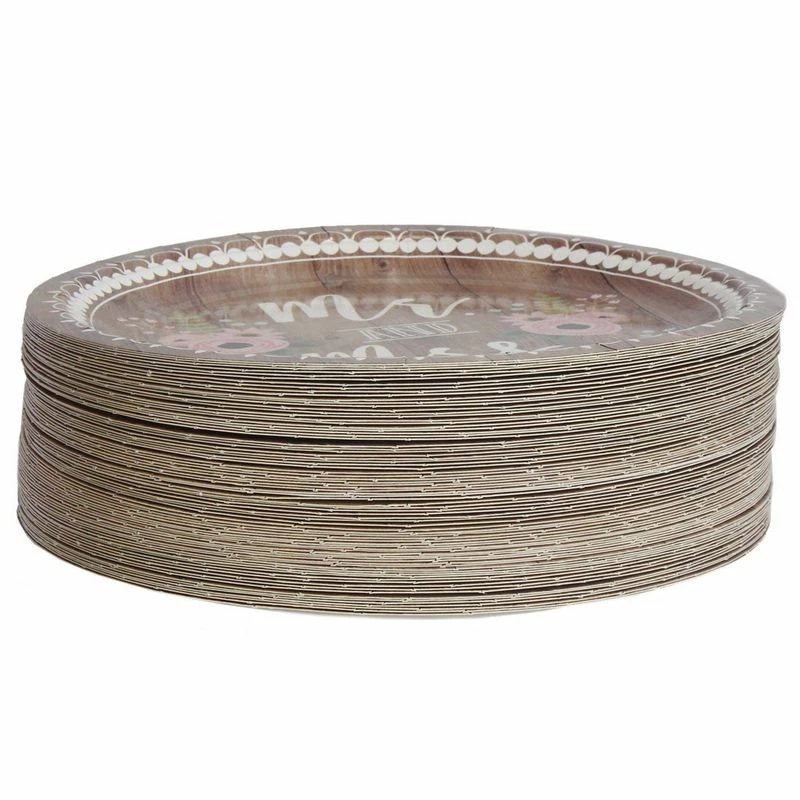 Blue Panda Disposable Plates - 80-Count Paper Plates, Wedding Party Supplies For Appetizer, Lunch, Dinner, And Dessert, Mr. And Mrs. Rustic Wedding Theme Design, 9 Inches In Diameter 7 Blue Panda Disposable Plates - 80-Count Paper Plates, Wedding Party Supplies For Appetizer, Lunch, Dinner, And Dessert, Mr. And Mrs. Rustic Wedding Theme Design, 9 Inches In Diameter