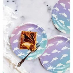 Blue Panda Special Occasions Disposable Plates - 80-Count Paper Plates, Dolphin Party Supplies For Appetizer, Lunch, Dinner, And Dessert, Kids Birthdays, 9 Inches In Diameter