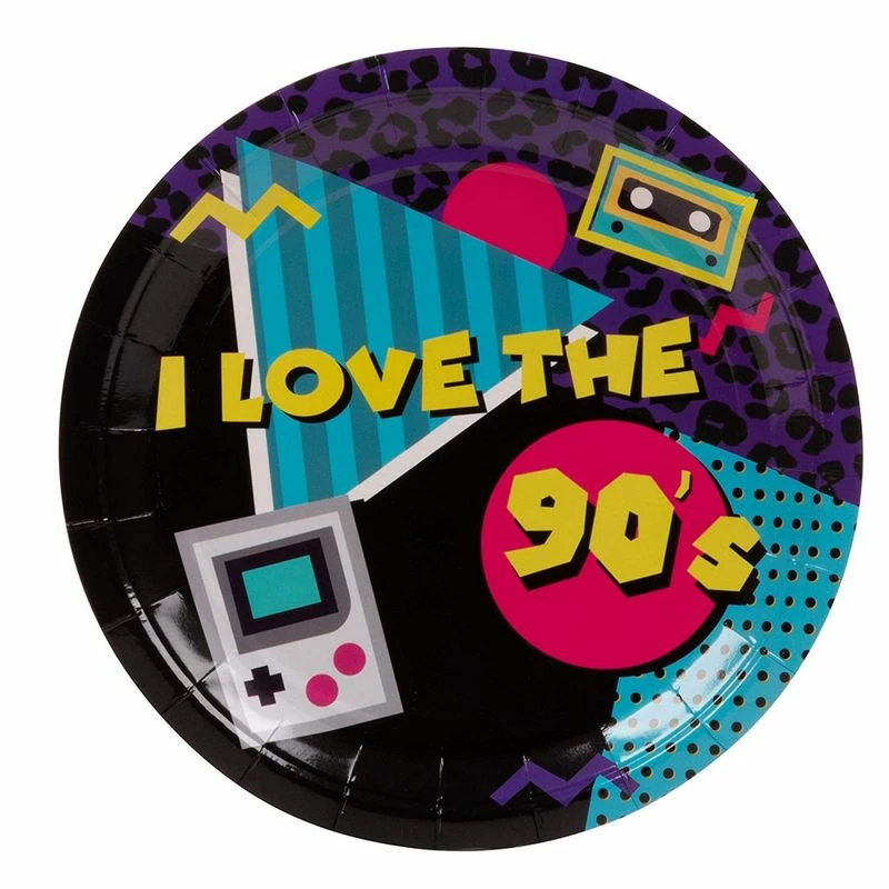 Blue Panda 90’s Party Decorations, Paper Plates, Napkins, Cups And Plastic Cutlery (Serves 24, 144 Pieces) 6 Blue Panda 90’s Party Decorations, Paper Plates, Napkins, Cups And Plastic Cutlery (Serves 24, 144 Pieces)