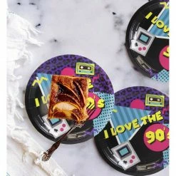 Blue Panda Special Occasions Paper Plates For 90s Party Supplies For Birthdays (9 Inches, 80 Count)