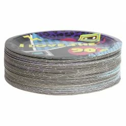 Blue Panda Special Occasions Paper Plates For 90s Party Supplies For Birthdays (9 Inches, 80 Count)