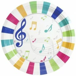 Blue Panda Disposable Plates - 80-Count Paper Plates, Music Party Supplies For Appetizer, Lunch, Dinner, And Dessert, Kids Birthdays, 9 Inches In Diameter