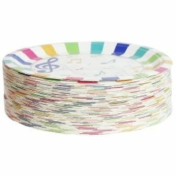 Blue Panda Disposable Plates - 80-Count Paper Plates, Music Party Supplies For Appetizer, Lunch, Dinner, And Dessert, Kids Birthdays, 9 Inches In Diameter