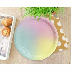 Blue Panda Rainbow Party Supplies, Pastel Paper Plates (9 In., 80 Pack)