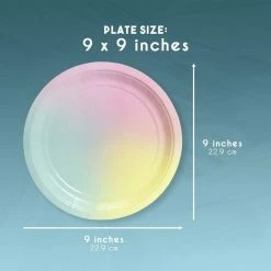 Blue Panda Rainbow Party Supplies, Pastel Paper Plates (9 In., 80 Pack)