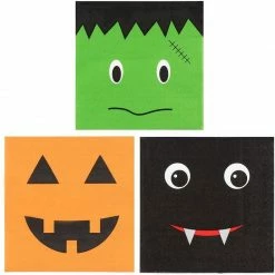 Blue Panda Halloween Paper Napkins, Jack-O-Lantern Pumpkin, Bat, And Frankenstein (5 X 5 Inches, 150 Pack)