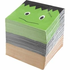 Blue Panda Halloween Paper Napkins, Jack-O-Lantern Pumpkin, Bat, And Frankenstein (5 X 5 Inches, 150 Pack)