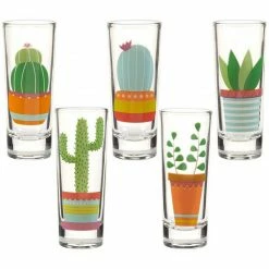Blue Panda Cactus Party Shot Glasses For Cinco De Mayo And Fiestas (2 Oz, 5 Piece Set) Cups