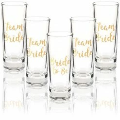 Blue Panda Cups Party Favors Shot Glasses - Bachelorette Shot Glasses With Bride To Be And Team Bride Prints- Set Of 5, 2 Oz Each