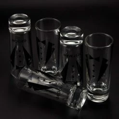 Blue Panda Party Favors Shot Glasses - Bachelor Shot Glasses With Tuxedo And Groom, Best Man & Groomsman Prints- Set Of 5, 2 Oz Each