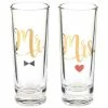 Blue Panda Party Shot Glasses - Mr Mrs Couple Shot Glasses With Gold Foil Print For Newlyweds, Anniversary, Bridal Shower, And Engagement - Set Of 2, 2 Oz Each Cups 2 Blue Panda Party Shot Glasses - Mr Mrs Couple Shot Glasses With Gold Foil Print For Newlyweds, Anniversary, Bridal Shower, And Engagement - Set Of 2, 2 Oz Each Cups