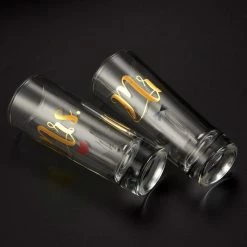 Blue Panda Party Shot Glasses - Mr Mrs Couple Shot Glasses With Gold Foil Print For Newlyweds, Anniversary, Bridal Shower, And Engagement - Set Of 2, 2 Oz Each Cups