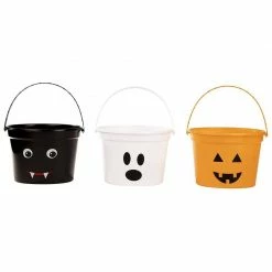 Blue Panda Halloween Buckets For Trick-or-Treating (8 X 6 Inches, 3-Pack)